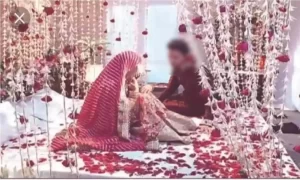 Newly married couples during suhagrat